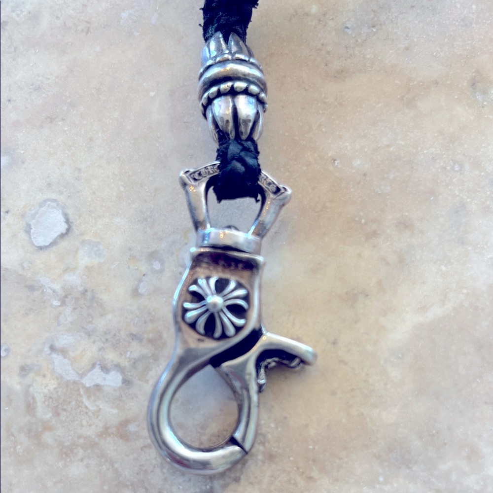Original,authentic Chrome hearts swivel hook on braided leather cord